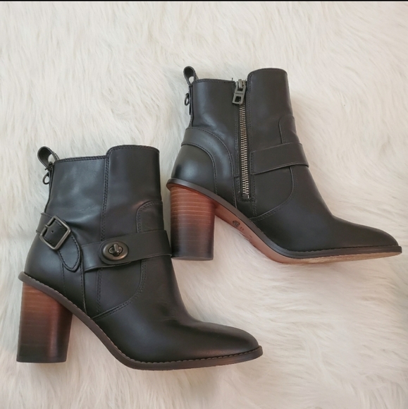 **Coach Sz 6 Black Leather Moto Bootie Ankle Boot - Picture 2 of 8